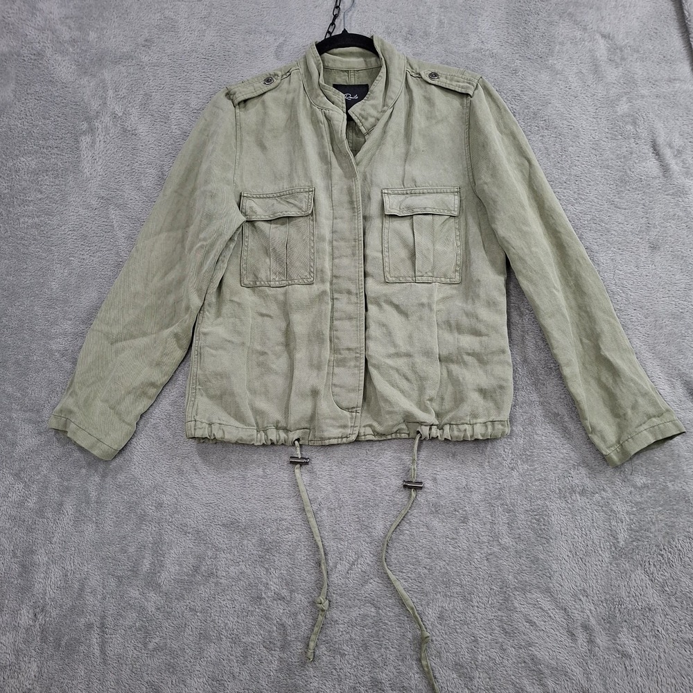 Rails Maverick Sage Linen Blend Utility Jacket Womens XS Grunge Button Up Green